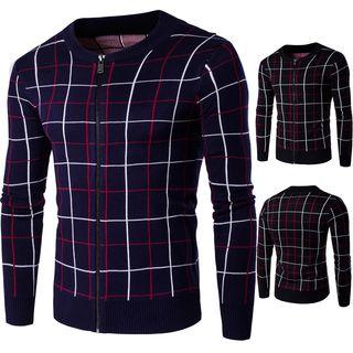 Plaid Zip Cardigan