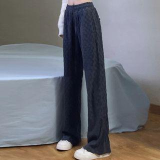 Checker Pattern Wide Leg Pants (various Designs)