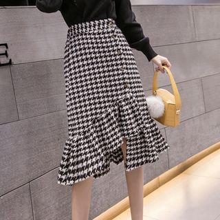 Houndstooth Sheath Skirt
