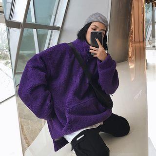 Loose-fit Couple Embroidered Fleece Pullover