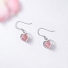 Bead & Heart Hook Earring 1 Pair - Earring - Rhinestone - Heart - One Size