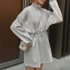 Long-sleeve Knit Panel Mini A-line Dress