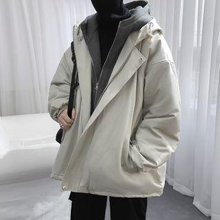 Mock Two Piece Hooded Zip Cargo Jacket
