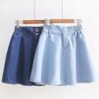 High-waist Button Denim A-line Skirt