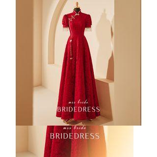Short-sleeve Qipao Wedding A-line Gown
