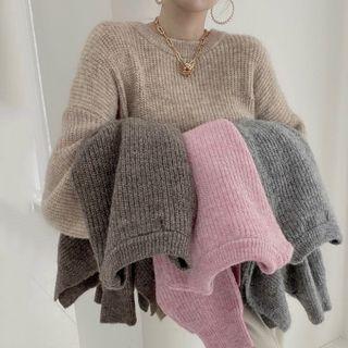 Puff-sleeve Round-neck Sweater