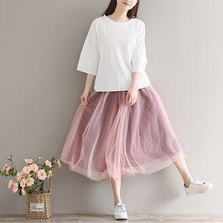 Pintuck 3/4-sleeve Top