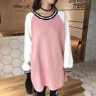 Striped Raglan Long Sleeve Pullover Dress