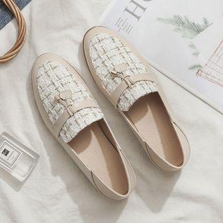 Tweed Block Heel Loafers