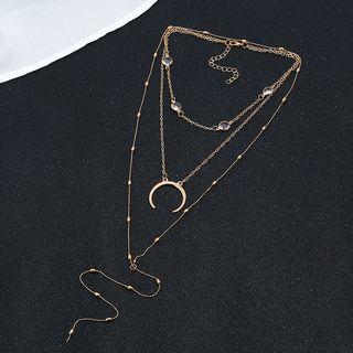 Layered Moon Pendant Necklace As Shown In Figure - One Size