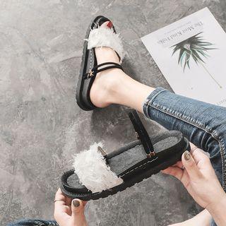 Two-way Fringed Platform Sandals
