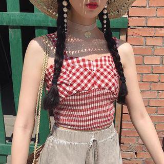 Gingham Cropped Camisole Top / Pleated Shorts