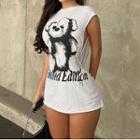 Sleeveless Bear Print T-shirt