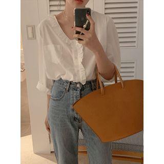 Frilled-detail Pocket-detail Blouse