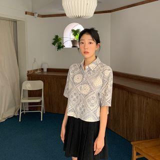 Cropped Paisley Cotton Shirt