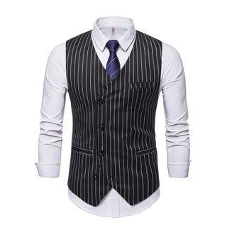 Pinstriped Single-breasted Vest