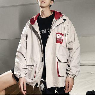 Color Block Zip Hooded Cargo Jacket