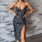 Printed Slit Midi A-line Dress