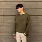 Letter-patch Contrast-trim Boxy Sweater