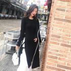 Contrast-trim Layered-hem Pullover Dress