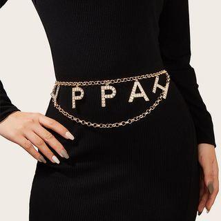 Rhinestone Letter Chain Belt