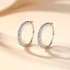 925 Sterling Silver Rhinestone Hoop Earring 1 Pair - Rhinestone Hoop Earring - One Size