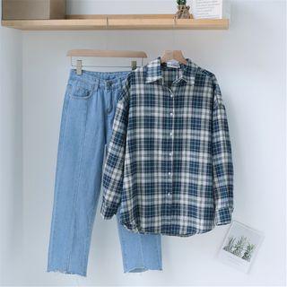 Plaid Shirt / Straight-fit Jeans