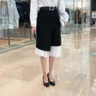 Contrast-layered Midi Skirt