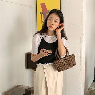Lettuce-hem Overlay Top