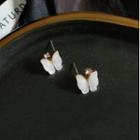 Butterfly Sterling Silver Ear Stud 1 Pair - Gold & White - One Size