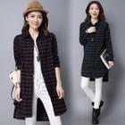 Plaid Button-up Long Shirt Red - One Size