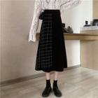 Plaid Midi Knit Skirt Black - One Size