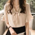 Short-sleeve Bow Detail Top