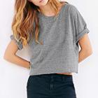 Plain Cropped Short-sleeve T-shirt