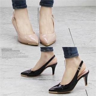 Pointy-toe Slingback Patent Pumps