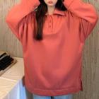 Loose-fit Button-up Plain Polo Shirt