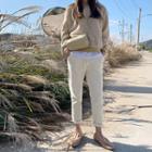 Drawcord Tapered Corduroy Pants Ivory - One Size