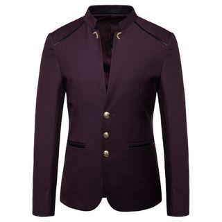 Buttoned Metal-accent Blazer