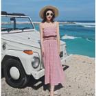 Set: Plaid Camisole Top + A-line Midi Skirt