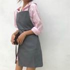 Halter Long-sleeve Shirt / Plain Sleeveless Dress