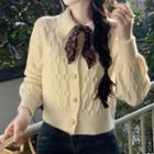 Floral Print Tie-neck Cardigan Off-white - One Size