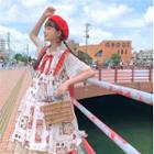 Sleeveless Print A-line Dress / Elbow-sleeve Top