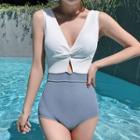 Color Block Knotted Swimsuit