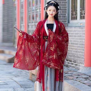 Long-sleeve Hanfu Top / Maxi Skirt / Cape / Camisole / Set