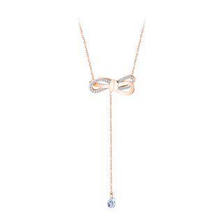 Elegant Simple Plated Rose Gold 316l Stainless Steel Ribbon Tassel Necklace With Cubic Zircon Rose Gold - One Size