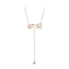 Elegant Simple Plated Rose Gold 316l Stainless Steel Ribbon Tassel Necklace With Cubic Zircon Rose Gold - One Size