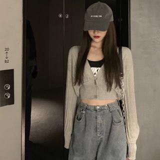 High Waist Puff-sleeved Knit Top