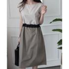 Drawcord-waist Color-block Dress