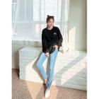 Letter-printed Drawstring-waist T-shirt