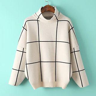 High Neck Check Sweater